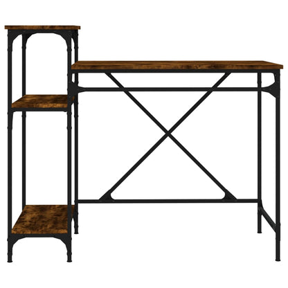 vidaXL Bureau avec étagère Chêne fumé 105x50x90 cm Bois d'ingénierie