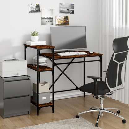 vidaXL Bureau avec étagère Chêne fumé 105x50x90 cm Bois d'ingénierie