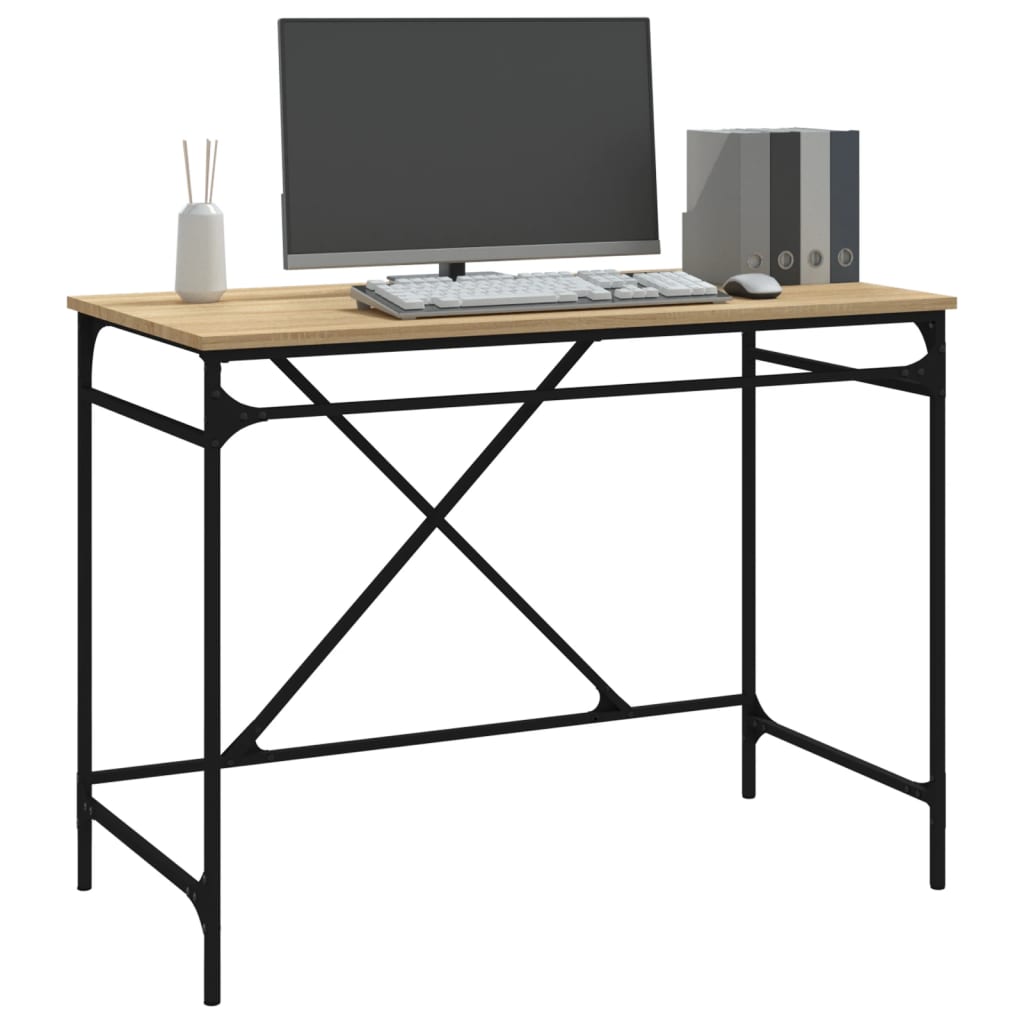 vidaXL Bureau Chêne Sonoma 100x50x75 cm Bois d'ingénierie et Fer