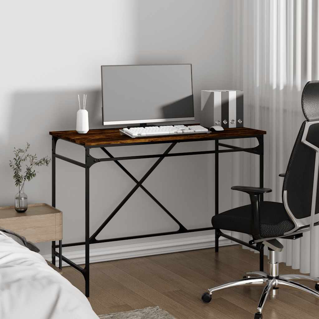 vidaXL Bureau chêne fumé 100x50x75 cm Bois d'ingénierie et fer