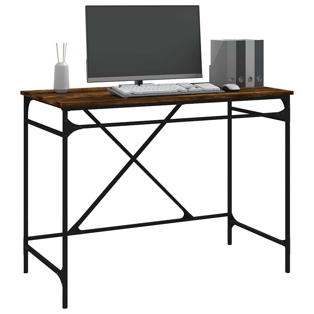 vidaXL Bureau chêne fumé 100x50x75 cm Bois d'ingénierie et fer