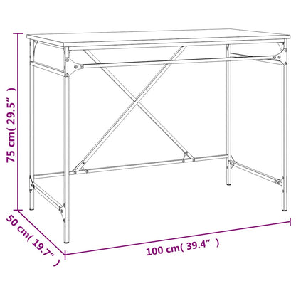 vidaXL Bureau chêne fumé 100x50x75 cm Bois d'ingénierie et fer