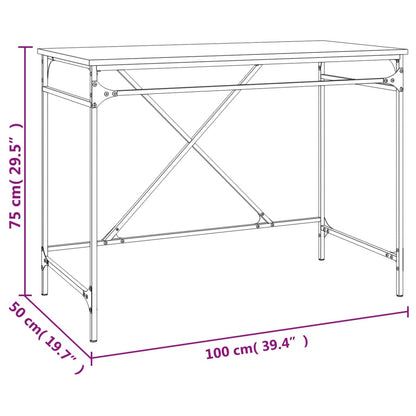 vidaXL Schreibtisch Grau Sonoma 100x50x76 cm Holzwerkstoff und Eisen