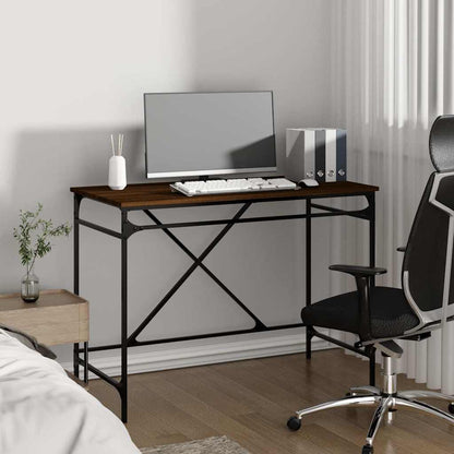 vidaXL Bureau chêne brun 100x50x75 cm en bois d'ingénierie et fer