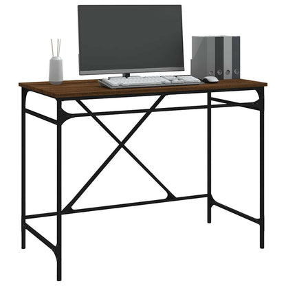 vidaXL Bureau chêne brun 100x50x75 cm en bois d'ingénierie et fer