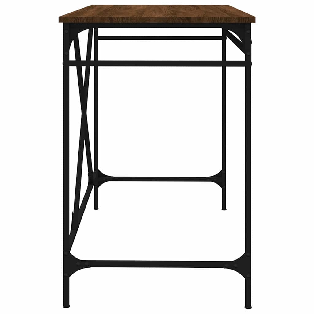 vidaXL Bureau chêne brun 100x50x75 cm en bois d'ingénierie et fer