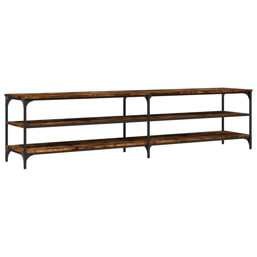 vidaXL Meuble TV chêne fumé 200x30x50 cm Bois d'ingénierie et métal