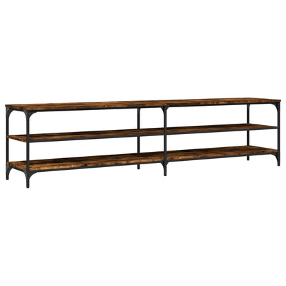 vidaXL Meuble TV chêne fumé 200x30x50 cm Bois d'ingénierie et métal