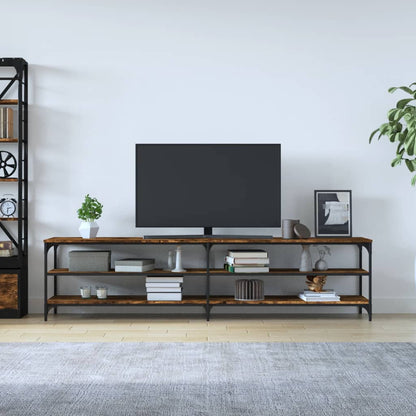vidaXL Meuble TV chêne fumé 200x30x50 cm Bois d'ingénierie et métal