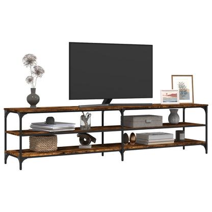 vidaXL Meuble TV chêne fumé 200x30x50 cm Bois d'ingénierie et métal