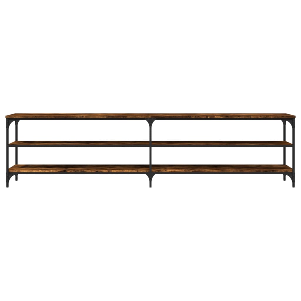 vidaXL Meuble TV chêne fumé 200x30x50 cm Bois d'ingénierie et métal