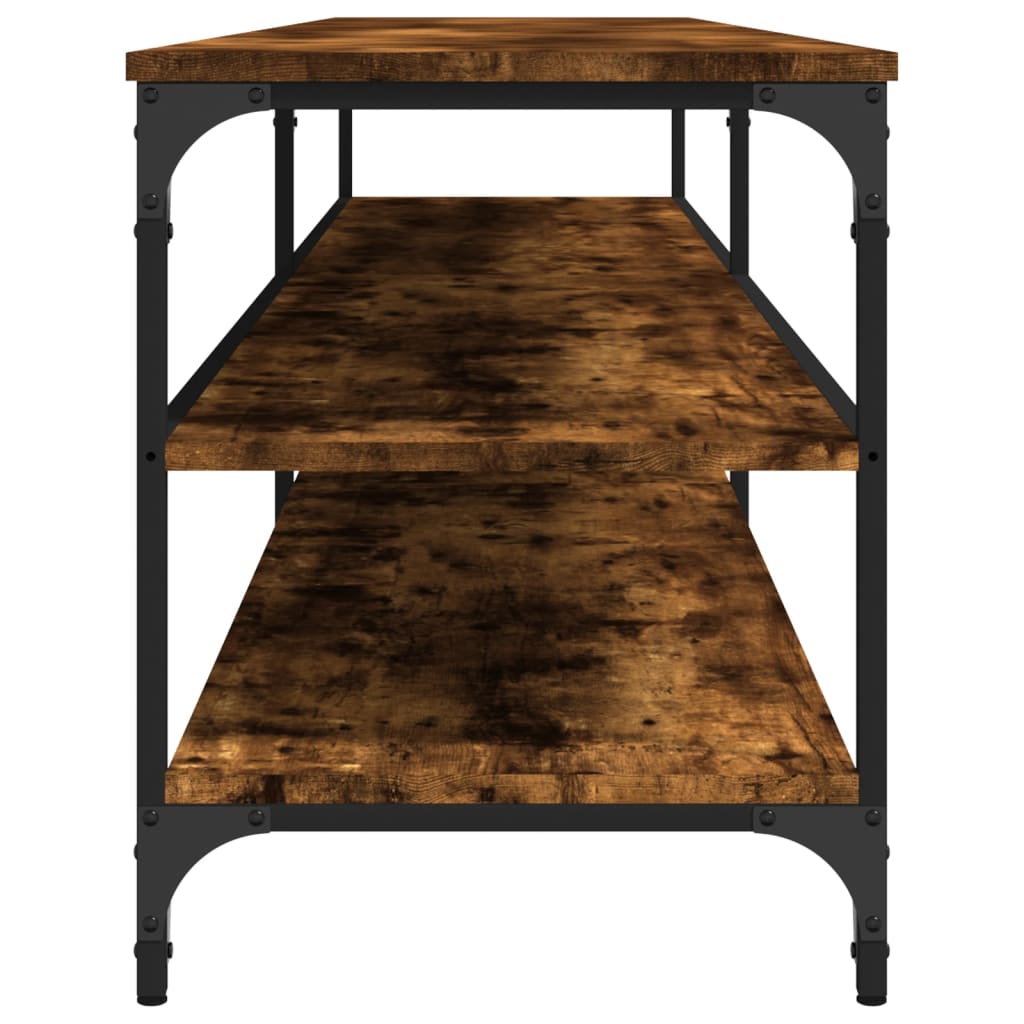 vidaXL Meuble TV chêne fumé 200x30x50 cm Bois d'ingénierie et métal
