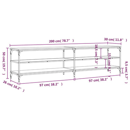 vidaXL Meuble TV chêne fumé 200x30x50 cm Bois d'ingénierie et métal