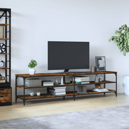 vidaXL Meuble TV chêne fumé 200x30x50 cm Bois d'ingénierie et métal
