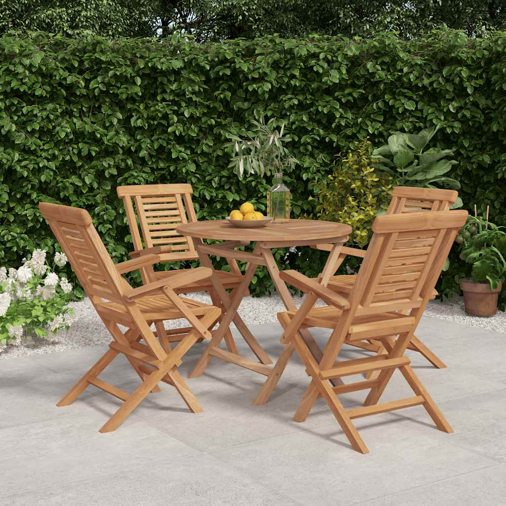 vidaXL 5-tlg. Garten-Essgruppe Massivholz Teak