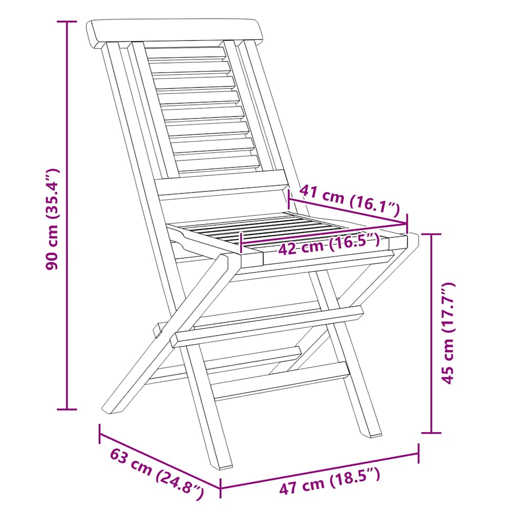 vidaXL Chaises de jardin pliantes 6 pcs 47x63x90 cm en teck massif