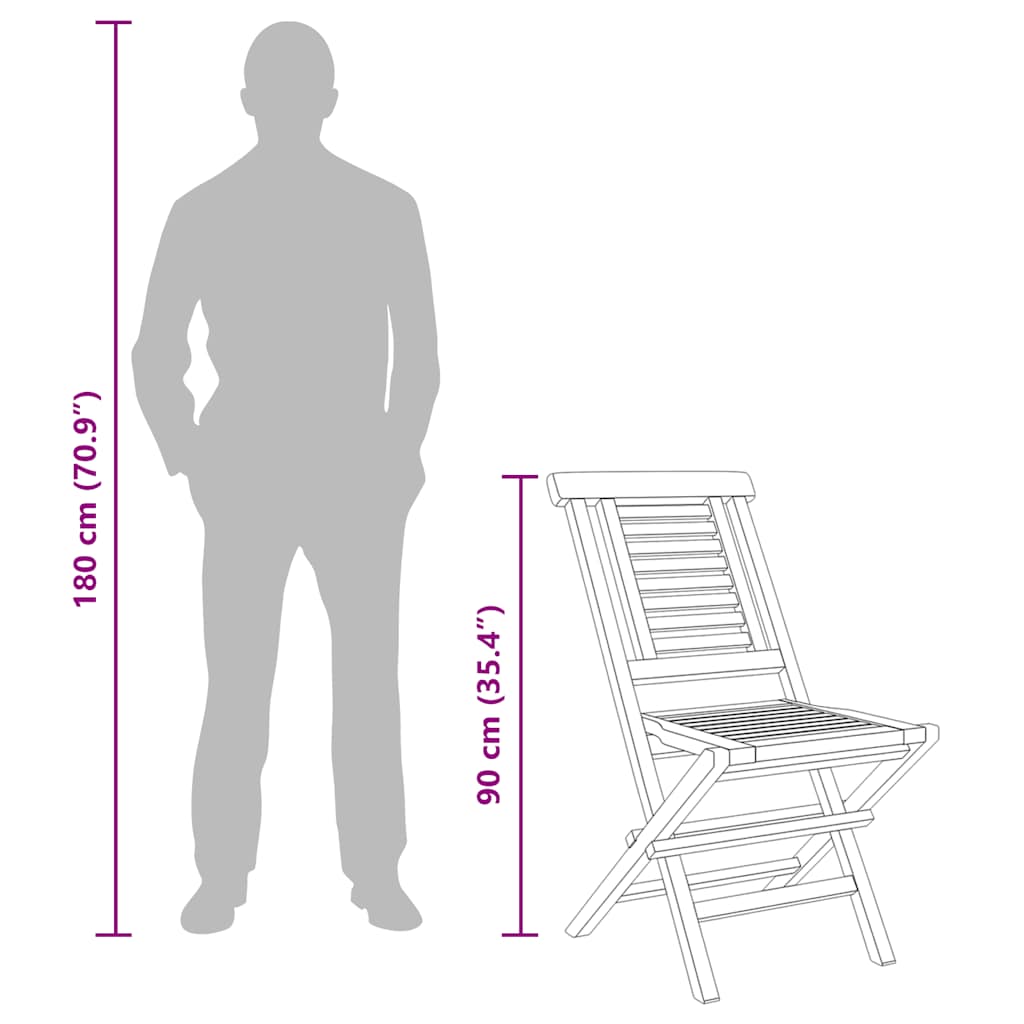 vidaXL Chaises de jardin pliantes 6 pcs 47x63x90 cm en teck massif