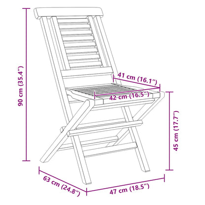 vidaXL Chaises de jardin 8 pcs Pliables 47x63x90 cm Bois de teck massif