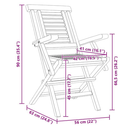 vidaXL Gartenstühle 4 Stk. Klappbar 56x63x90 cm Massivholz Teak