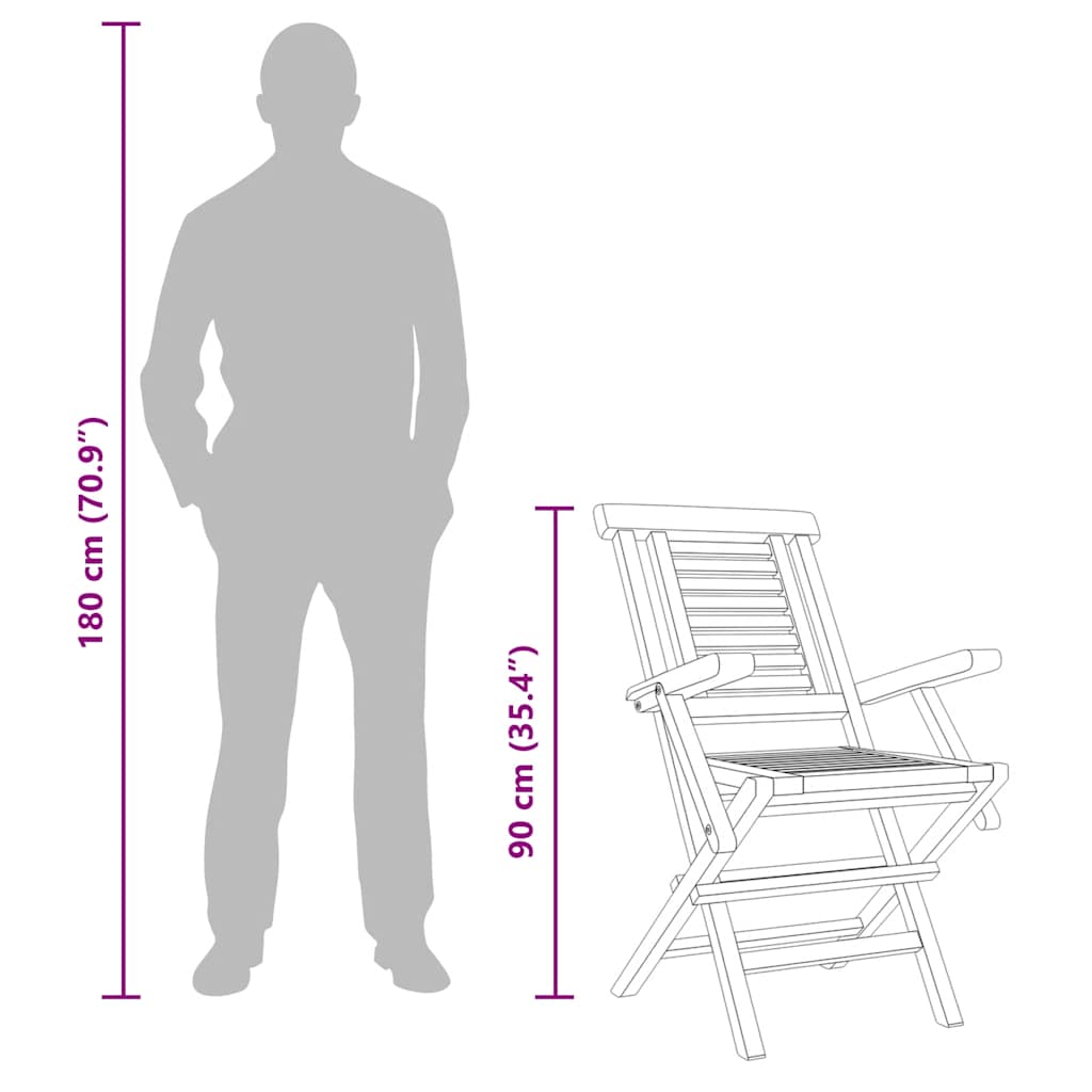 vidaXL Gartenstühle 4 Stk. Klappbar 56x63x90 cm Massivholz Teak