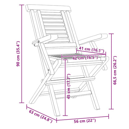 vidaXL Gartenstühle 6 Stk. Klappbar 56x63x90 cm Massivholz Teak