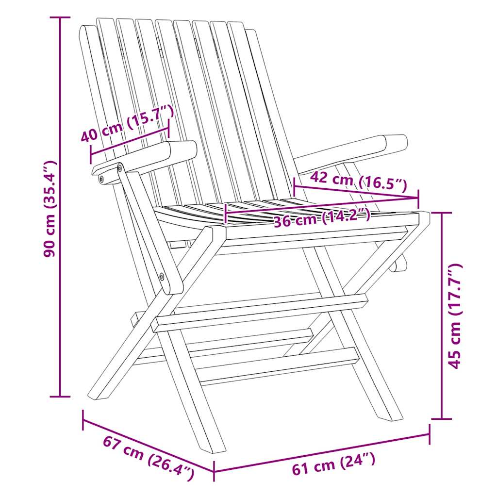 vidaXL Gartenstühle 8 Stk. Klappbar 61x67x90 cm Massivholz Teak