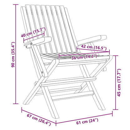 vidaXL Gartenstühle 8 Stk. Klappbar 61x67x90 cm Massivholz Teak