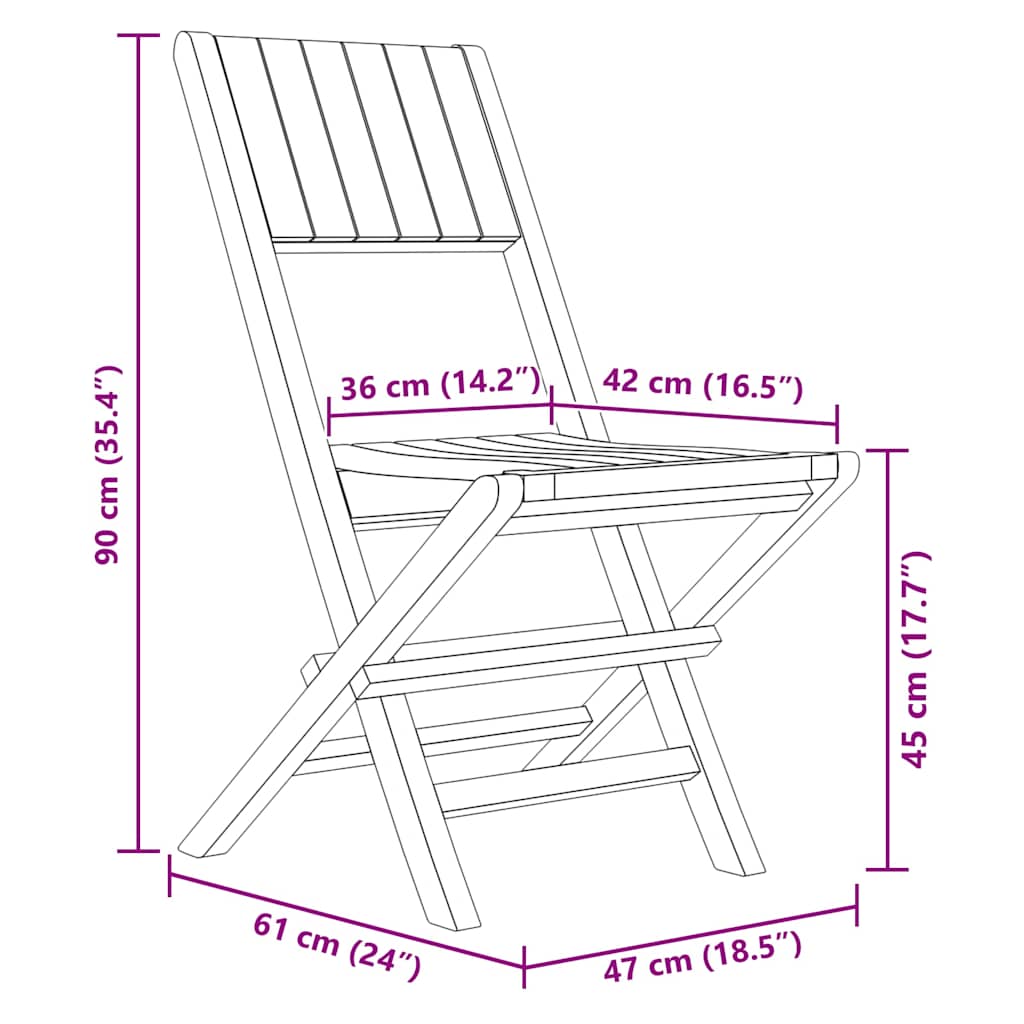 vidaXL Chaises de jardin 6 pcs. Pliantes 47x61x90 cm Bois de teck massif