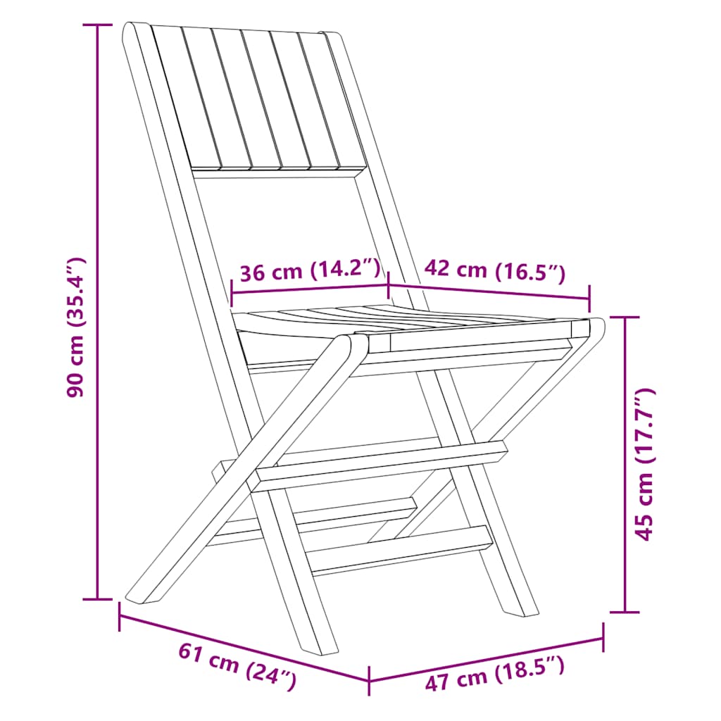 vidaXL Chaises de jardin 8 pcs Pliantes 47x61x90 cm Bois de teck massif
