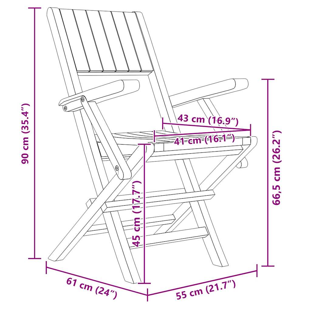 vidaXL Chaises de jardin 6 pcs. Pliables 55x61x90 cm Bois de teck massif