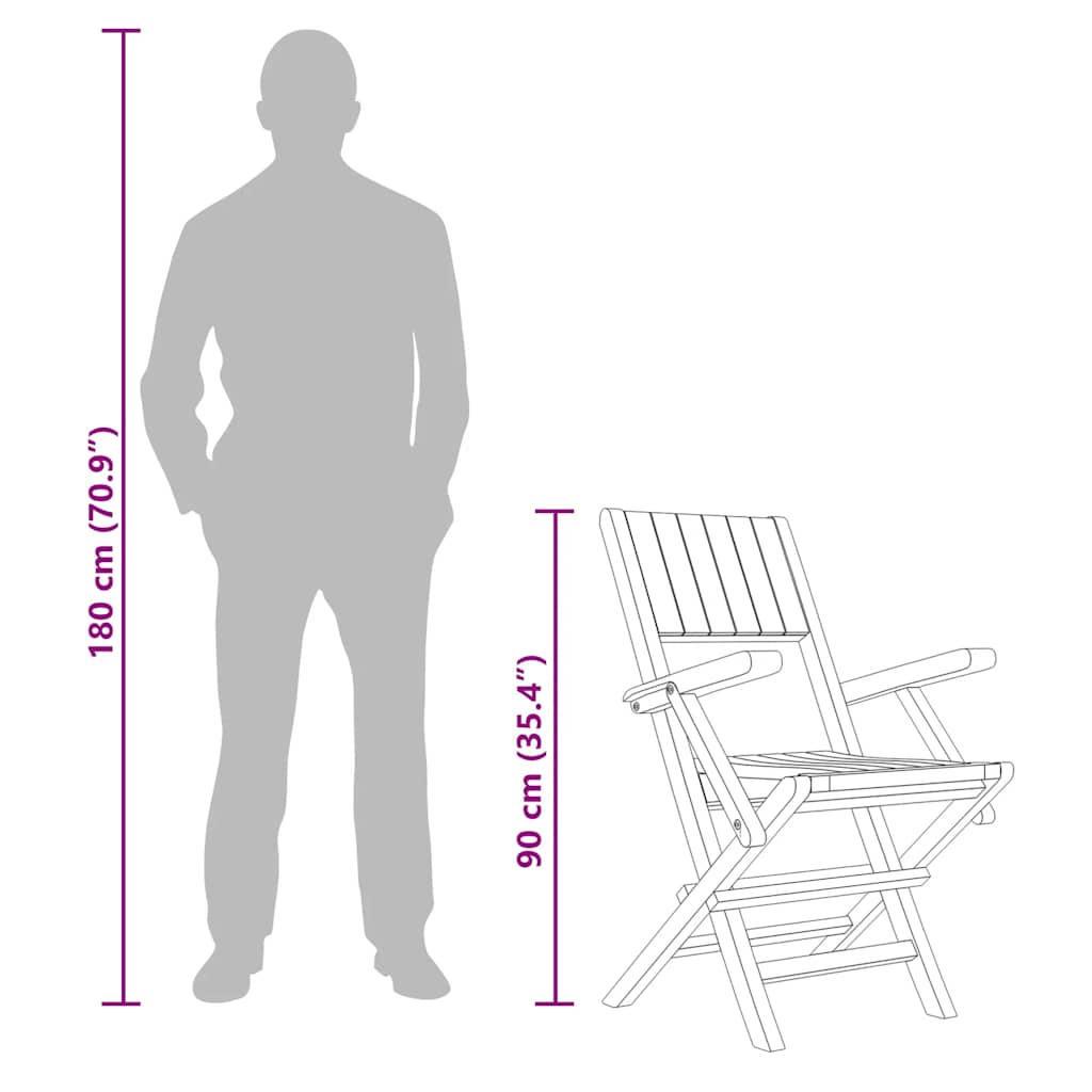 vidaXL Chaises de jardin 6 pcs. Pliables 55x61x90 cm Bois de teck massif