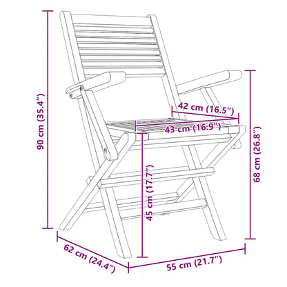 vidaXL Chaises de jardin 6 pcs Pliables 55x62x90 cm Bois de teck massif