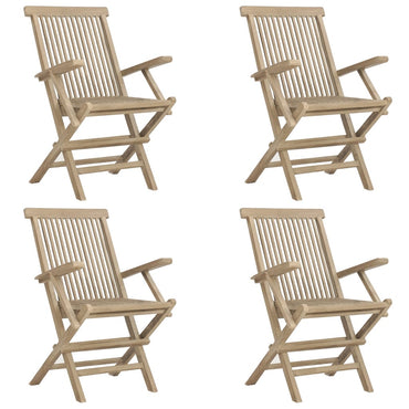 vidaXL Chaises de jardin 4 pcs Pliantes Gris 56x61x89 cm Bois de teck massif