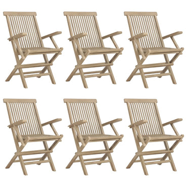 vidaXL Chaises de jardin pliantes 6 pcs Gris 56x61x89 cm Bois de teck massif