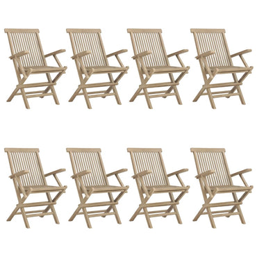vidaXL Chaises de jardin 8 pcs Pliantes Gris 56x61x89 cm Bois de teck massif