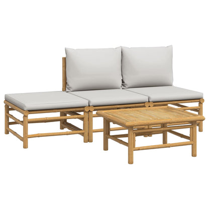 vidaXL Ensemble de mobilier de jardin 4 pièces avec coussins gris clair Bambou