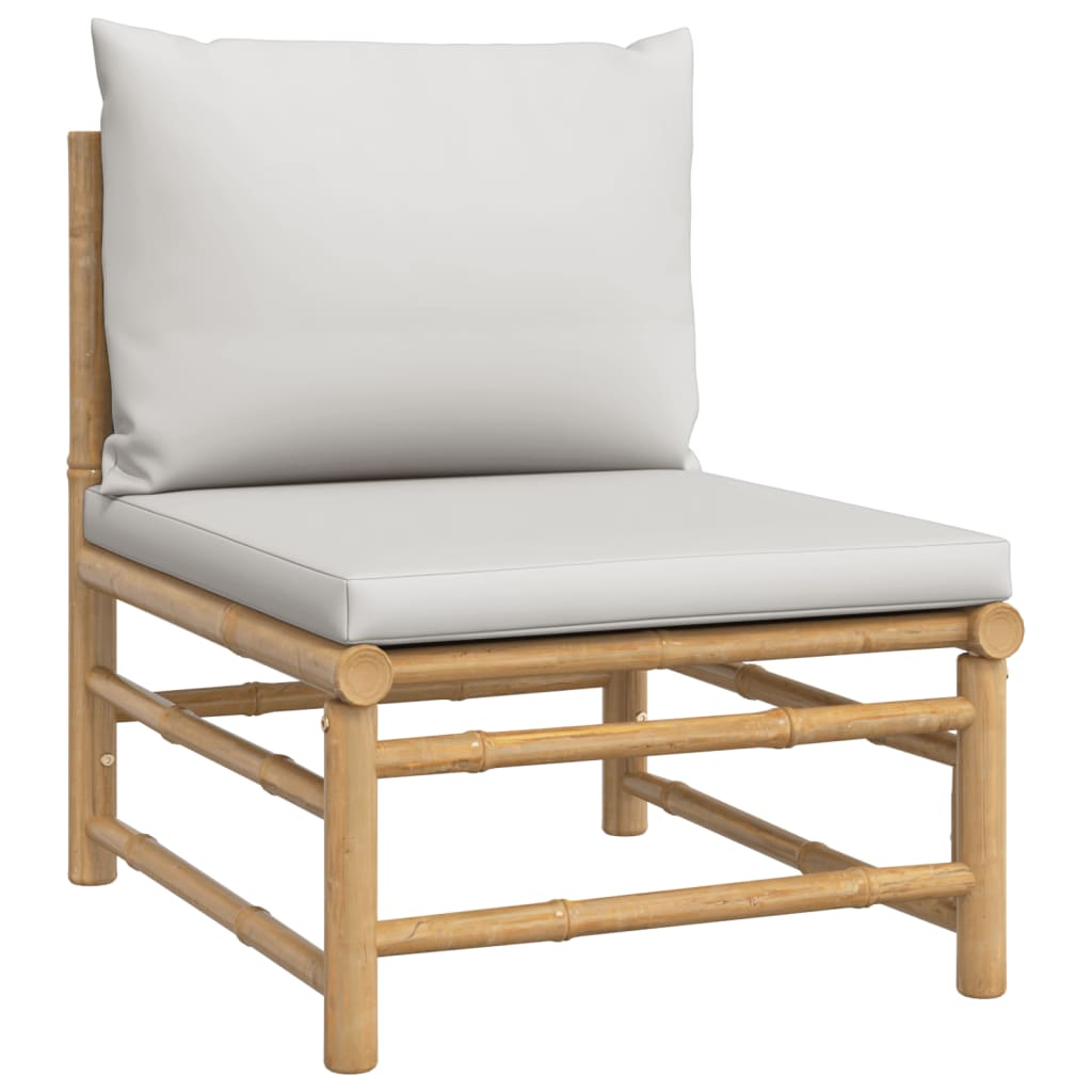 vidaXL Ensemble de mobilier de jardin 4 pièces avec coussins gris clair Bambou