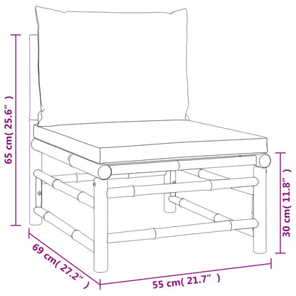 vidaXL Ensemble de mobilier de jardin 4 pièces avec coussins gris clair Bambou