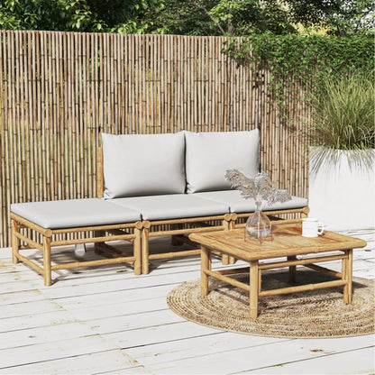 vidaXL Ensemble de mobilier de jardin 4 pièces avec coussins gris clair Bambou