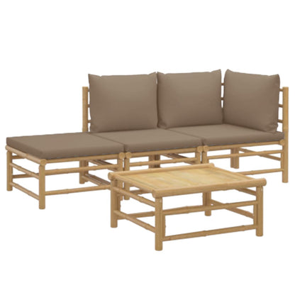 vidaXL Ensemble de meubles de jardin 4 pcs avec coussins taupe Bambou