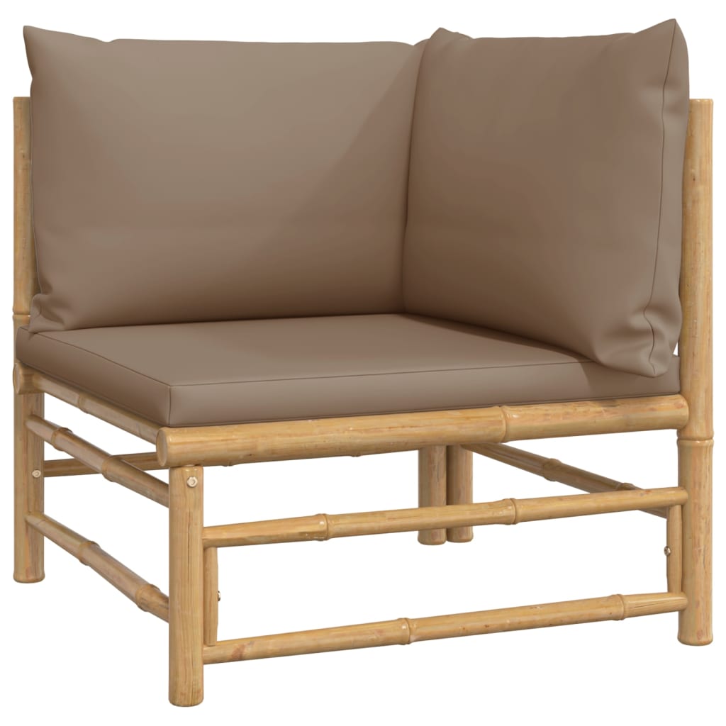 vidaXL Ensemble de meubles de jardin 4 pcs avec coussins taupe Bambou