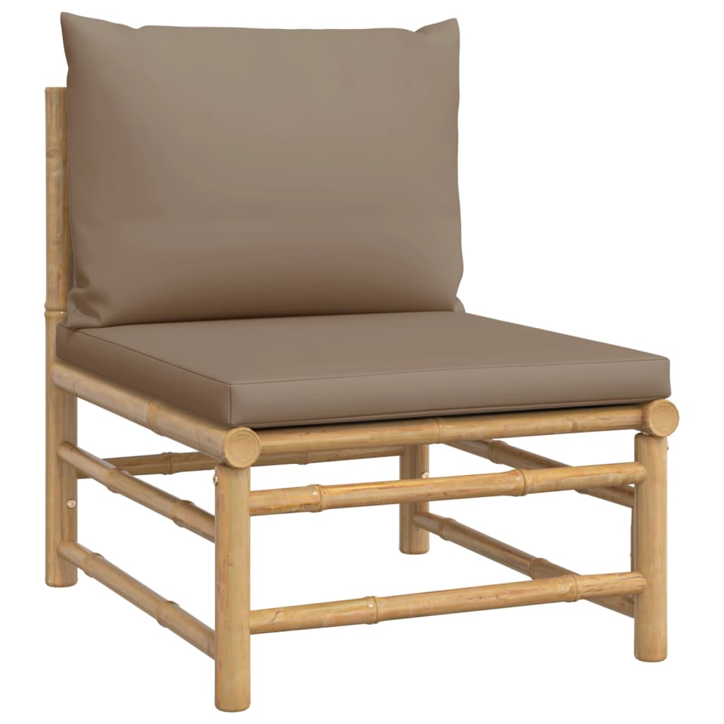 vidaXL Ensemble de meubles de jardin 4 pcs avec coussins taupe Bambou