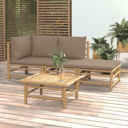 vidaXL Ensemble de meubles de jardin 4 pcs avec coussins taupe Bambou
