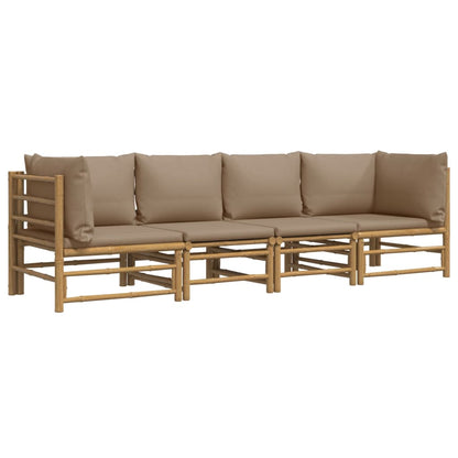 vidaXL Ensemble de meubles de jardin 4 pcs avec coussins taupe Bambou