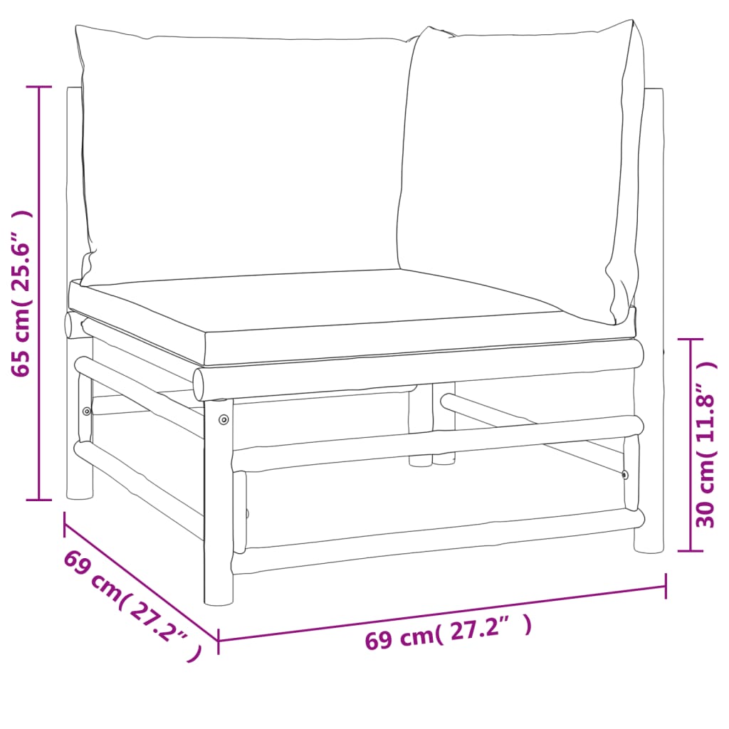 vidaXL Ensemble de meubles de jardin 4 pcs avec coussins taupe Bambou