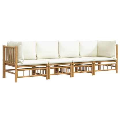 vidaXL Ensemble de salon de jardin 4 pcs avec coussins crème Bambou