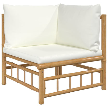 vidaXL Ensemble de salon de jardin 4 pcs avec coussins crème Bambou