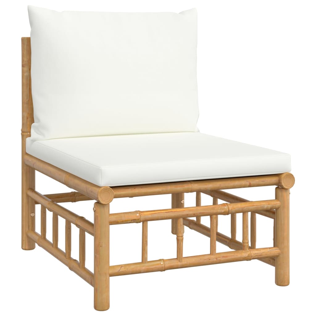 vidaXL Ensemble de salon de jardin 4 pcs avec coussins crème Bambou