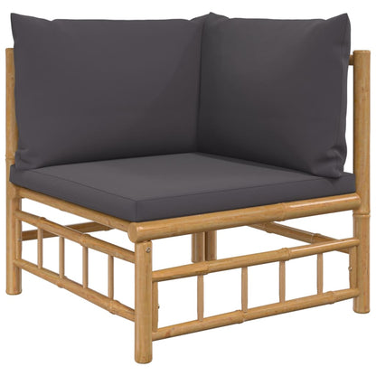 vidaXL Salon de jardin 4 pcs avec coussins gris foncé Bambou