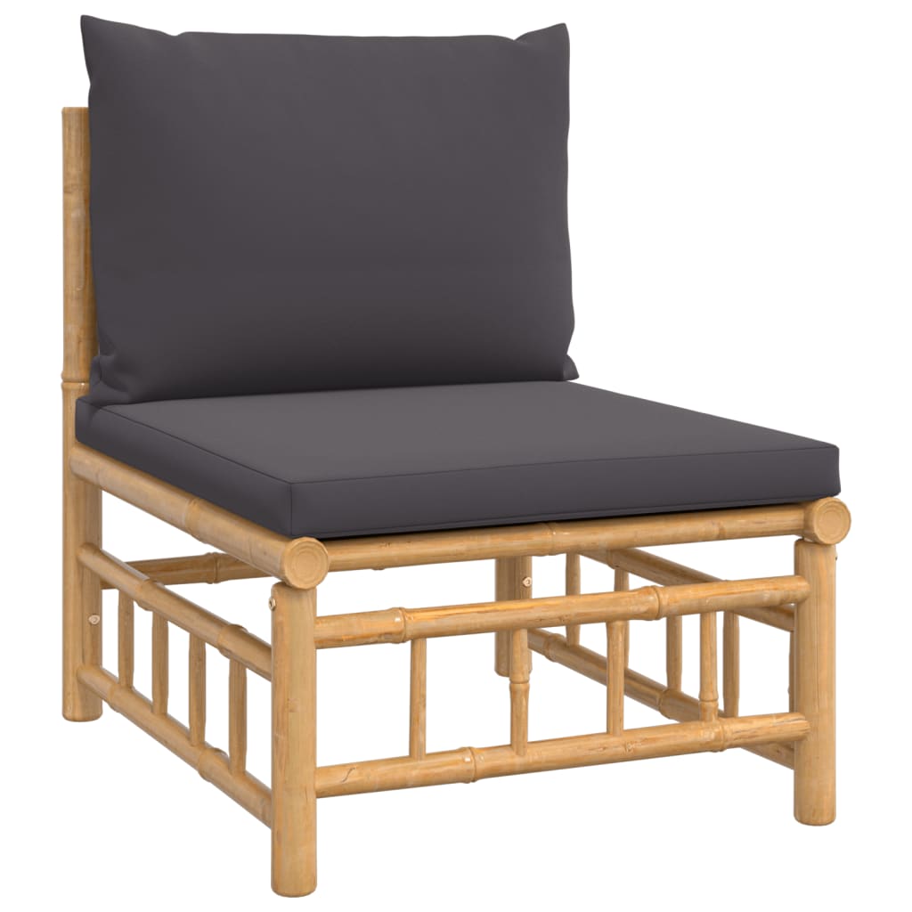 vidaXL Salon de jardin 4 pcs avec coussins gris foncé Bambou